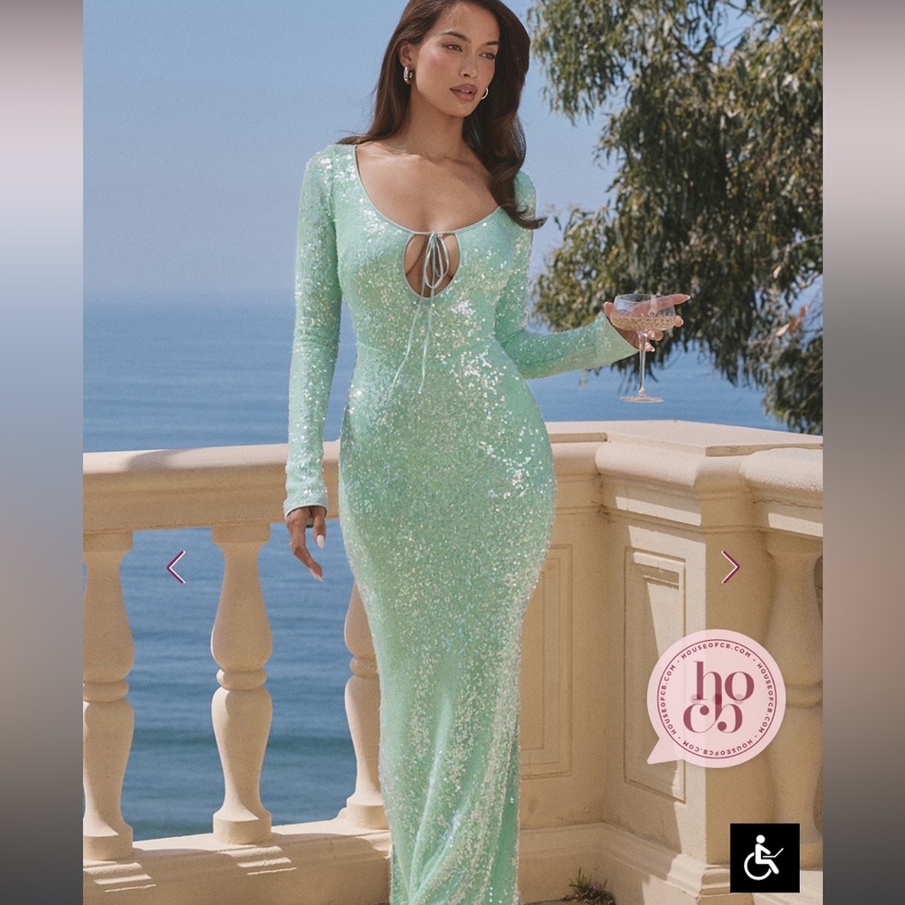 House of CB  Tatania
Seafoam Sequin Maxi Gown
USD $329 - Picture 2 of 16